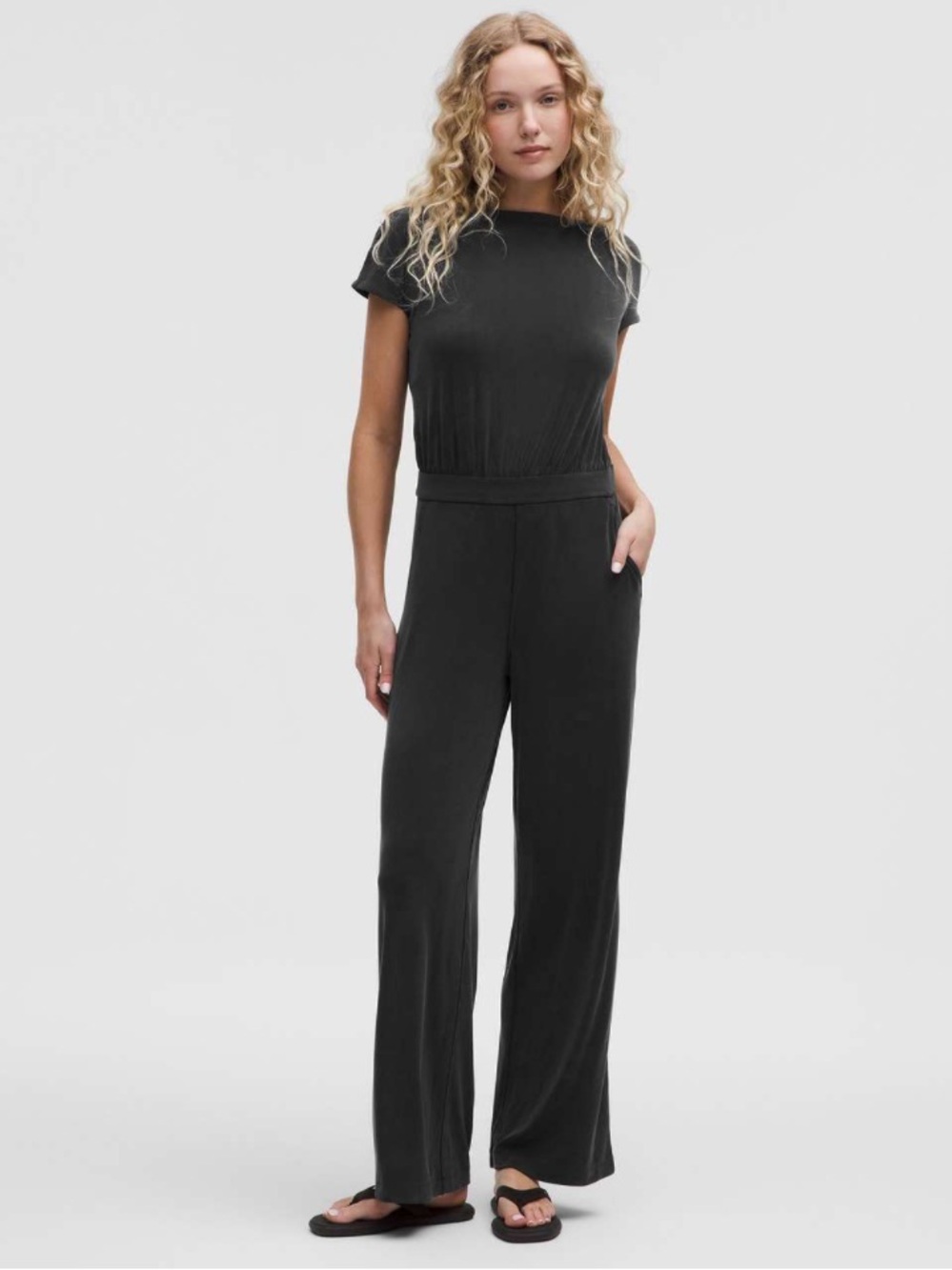 lululemon athletica Drapey Softstreme Jumpsuit — Black NWT L